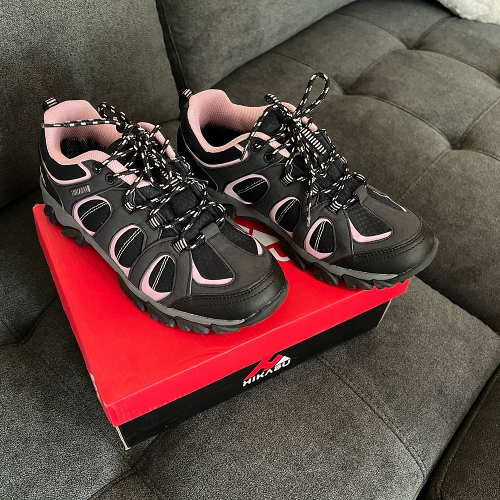 Women's Black and Pink Hiking Shoes